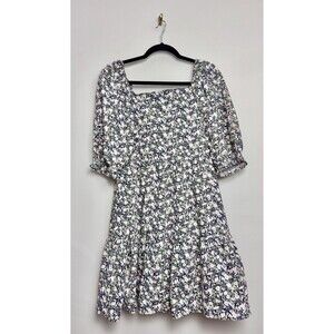 Levi’s Womens Dress Large Floral Babydoll Tiered Short Puff Sleeve Cotton